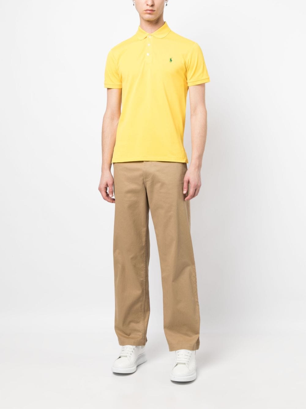 Shop Polo Ralph Lauren Polo Pony-embroidered Polo Shirt In Yellow