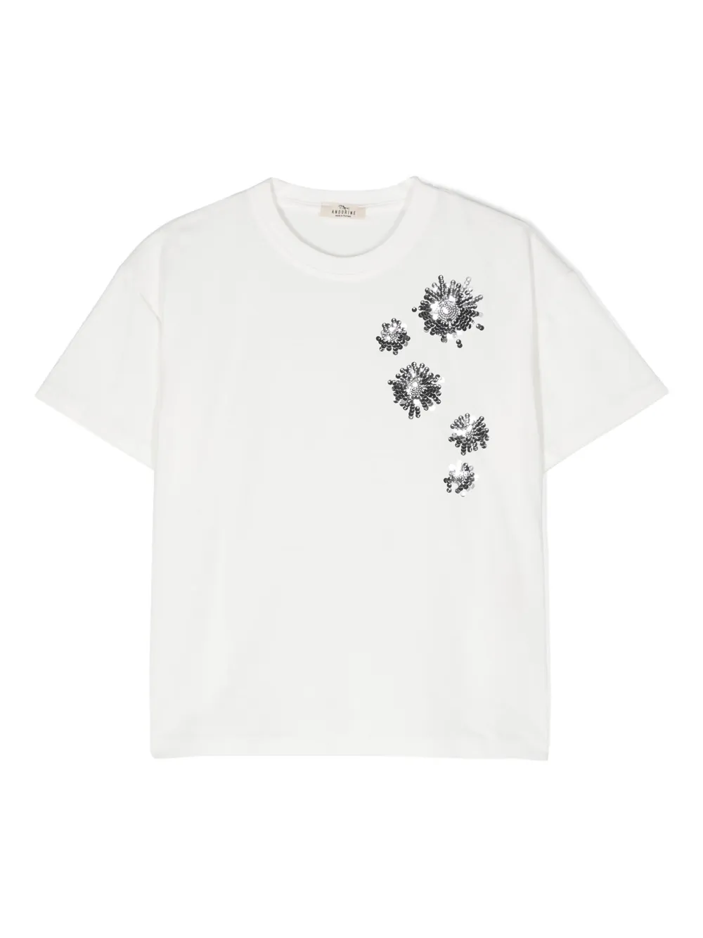 Andorine Kids' Sequin-embellished Organic Cotton T-shirt In White