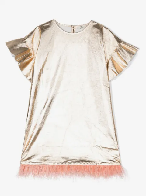 Andorine metallic-finish ruffle dress