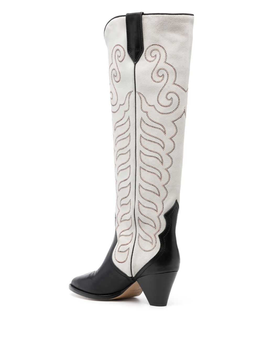 Shop Isabel Marant Liela 60mm Embroidered Leather Boots In Neutrals