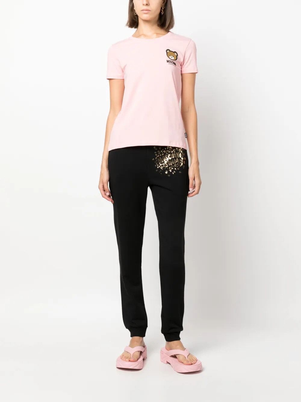 Moschino logo-print cotton track trousers - Zwart