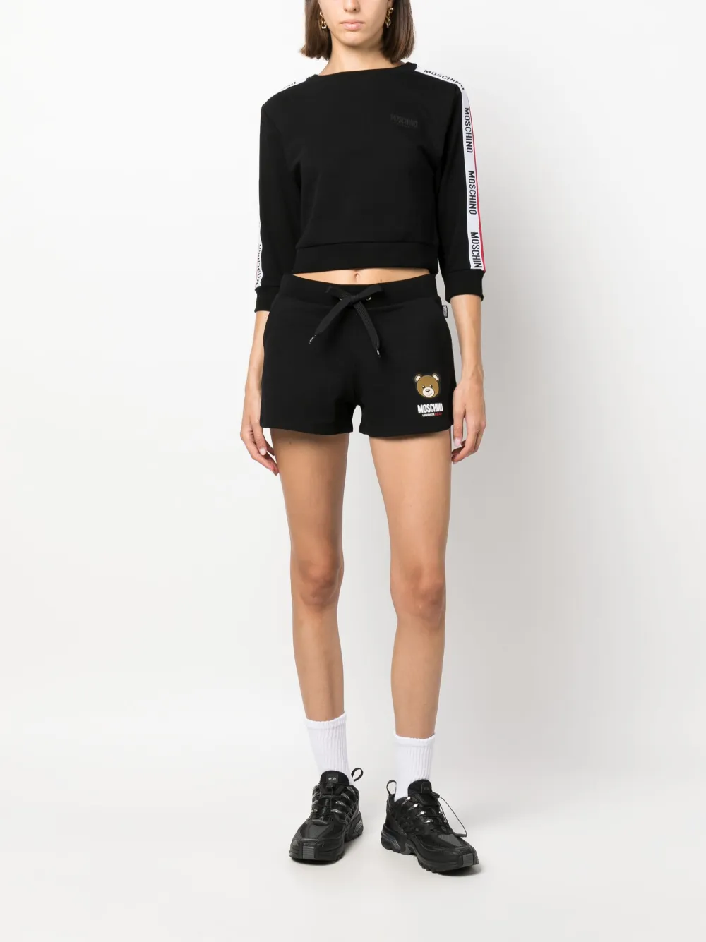 Moschino logo-tape cropped sweatshirt - Zwart
