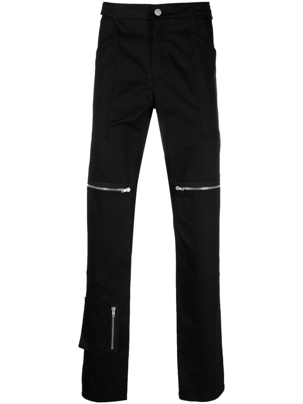 Moschino Slim-fit Zipped-pockets Trousers In Black