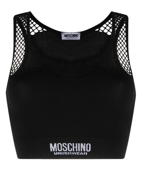 Moschino logo-underband Mesh Sports Bra - Farfetch