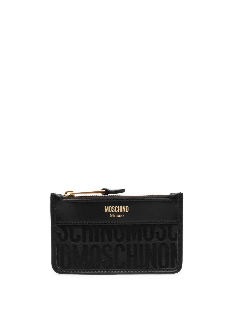 Moschino monogram-jacquard leather-trim wallet - Nero