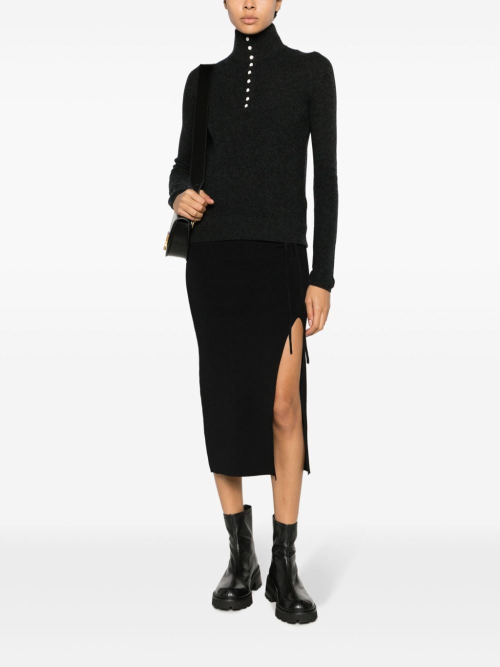 Shop Ba&sh Fine-ribbed Midi Skirt In Black
