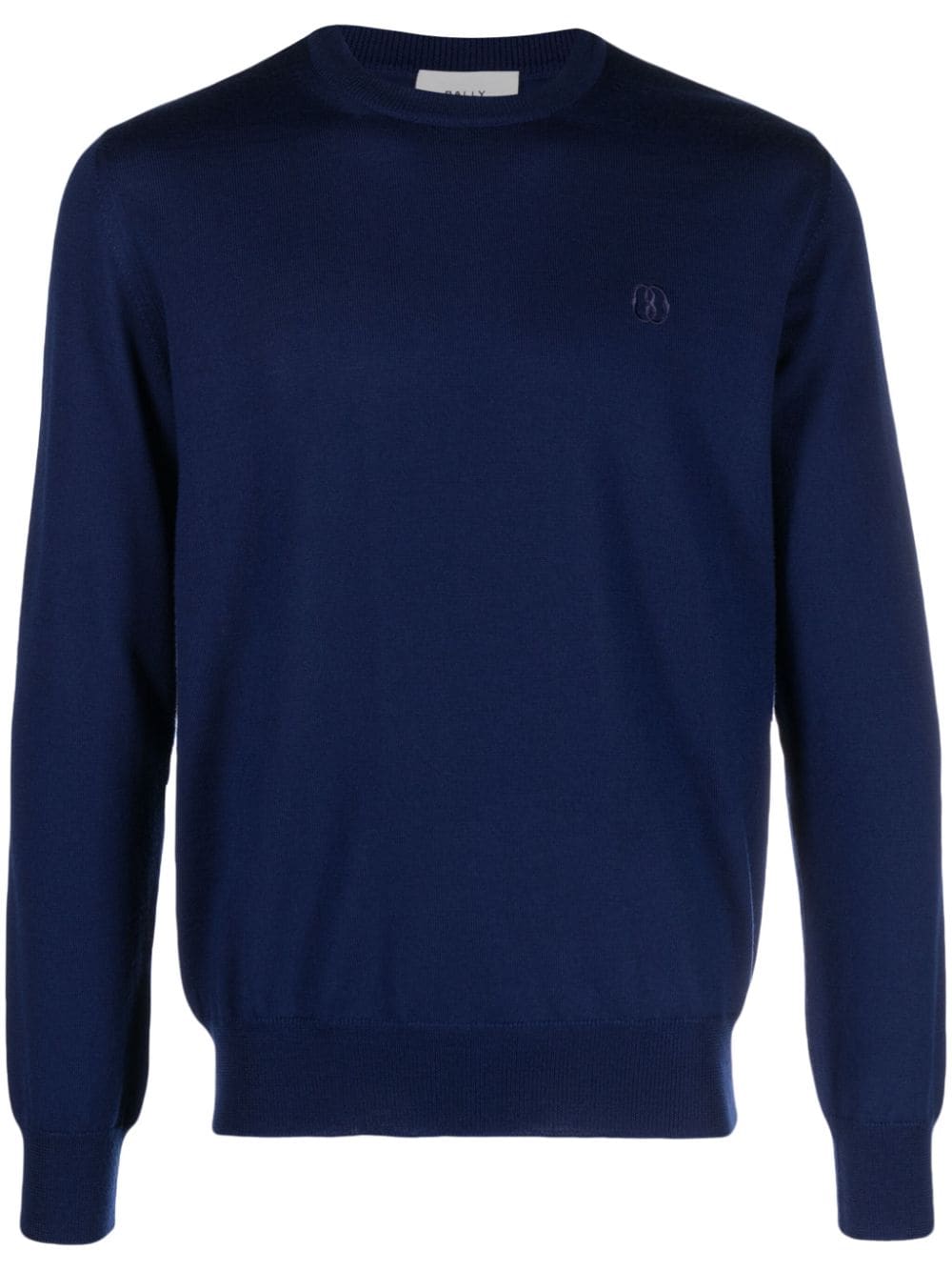 Shop Bally Logo-embroidered Wool Jumper In Blue