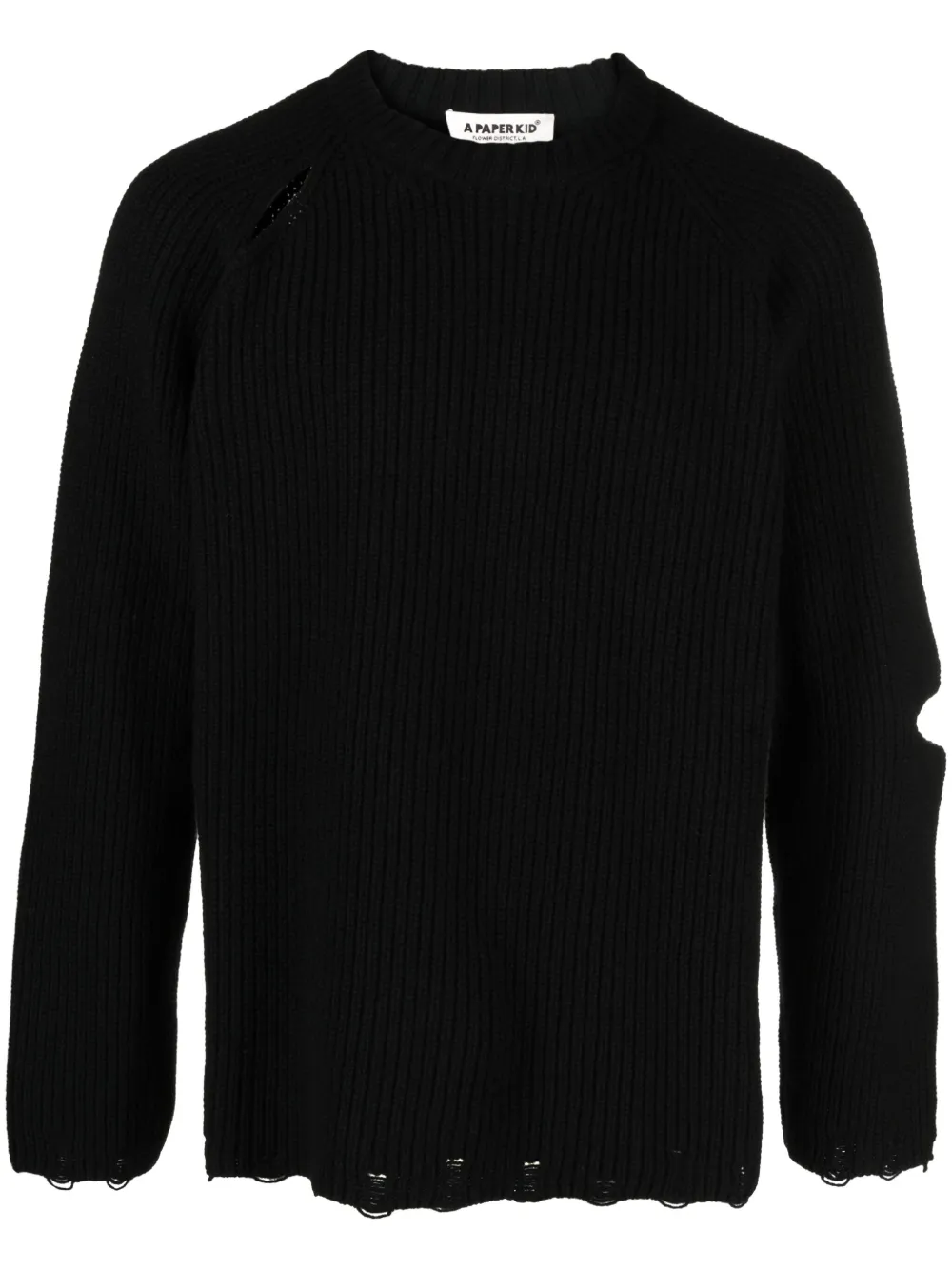A Paper Kid Distressed-effect Cut-out Jumper In Schwarz