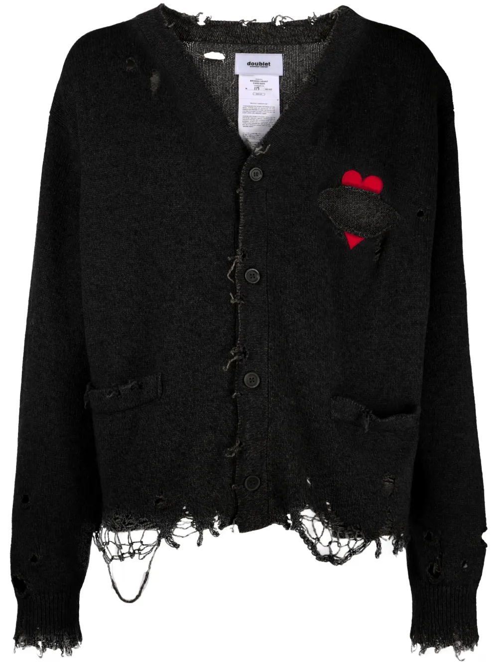 トップス doublet Broken Heart Cardigan Doublet Black Broken Heart Cardigan Doublet