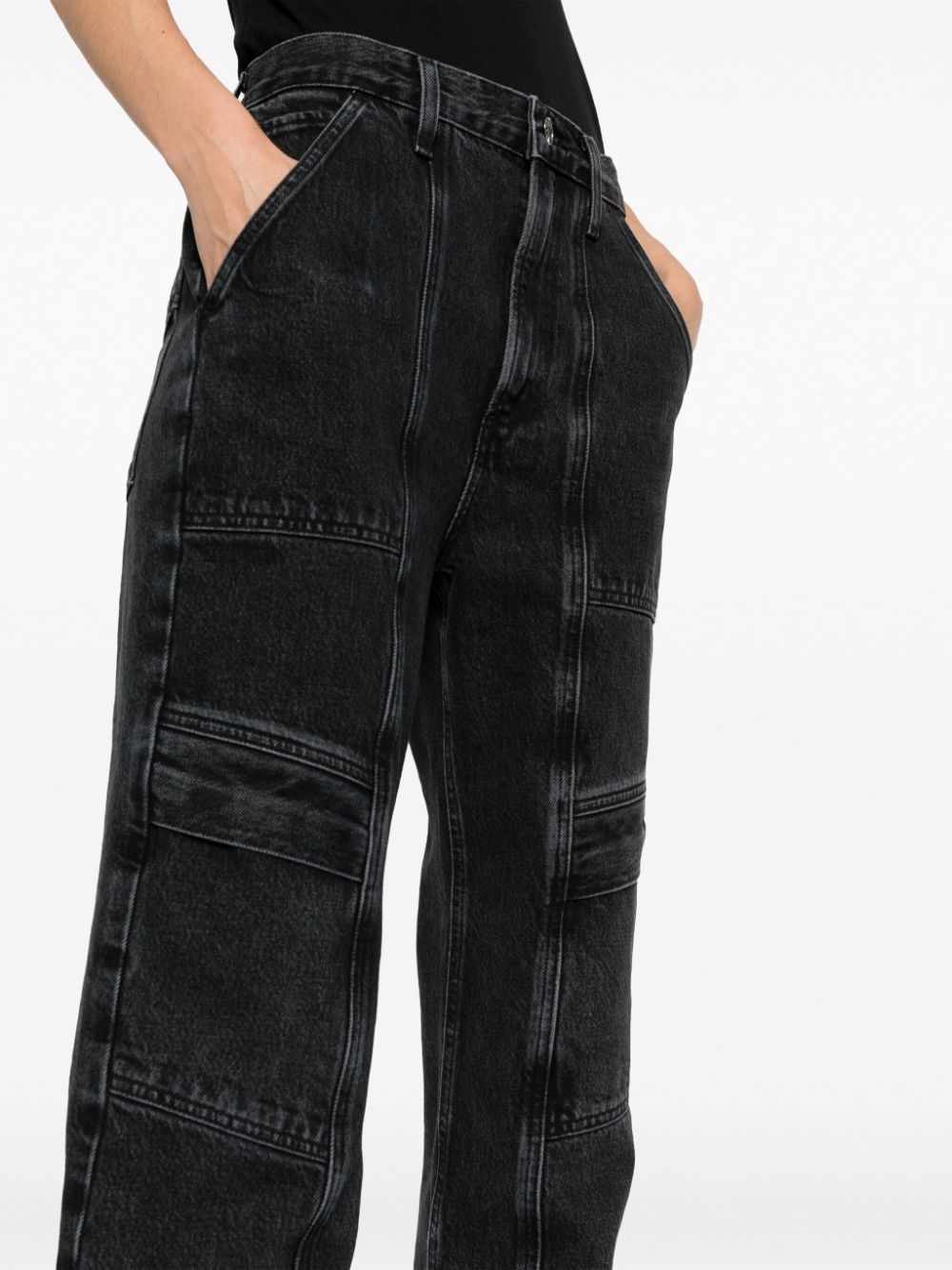Shop Agolde Cooper Cargo Straight Jeans In Black
