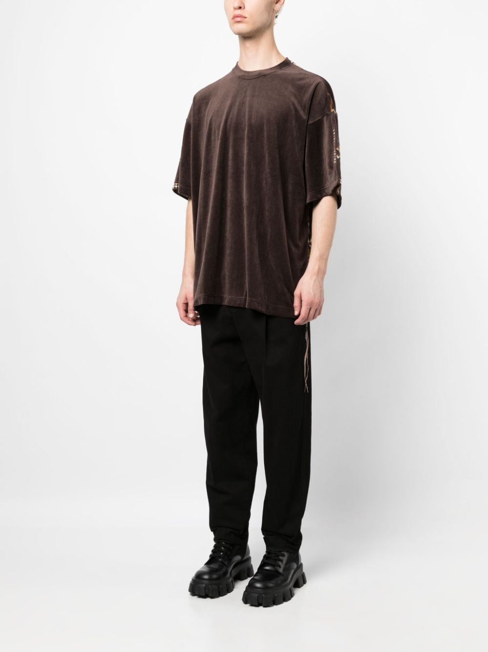 Shop Mastermind Japan Ikat-pattern Velour T-shirt In Brown
