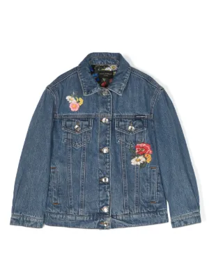 Denim floral outlet jacket