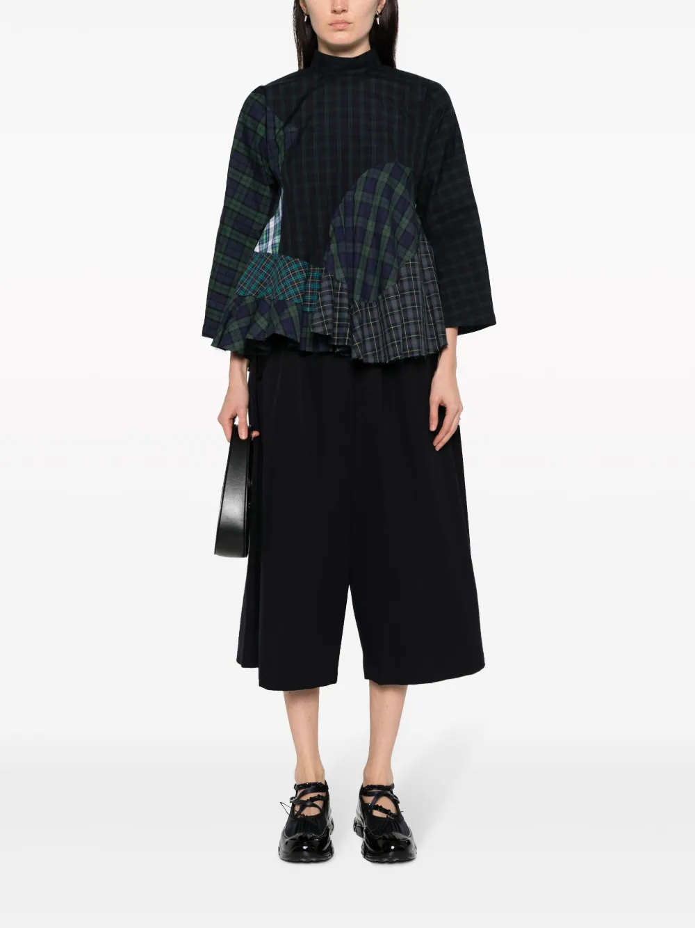 Comme Des Garçons tartan-check pattern asymmetric blouse - Groen