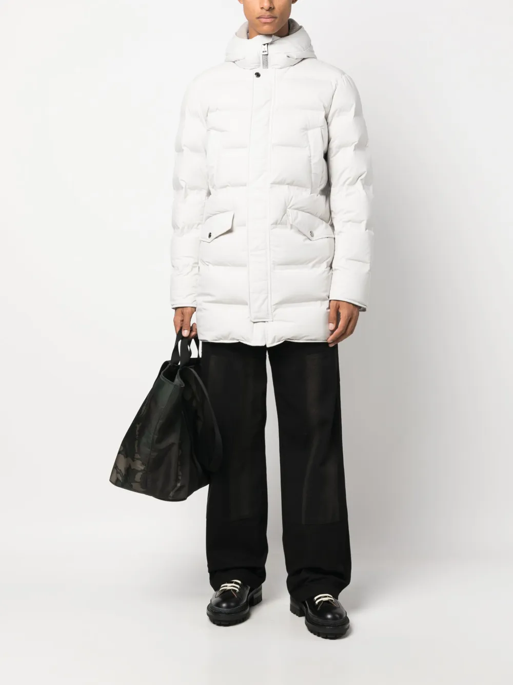 Kired zip-up hooded padded coat - Grijs
