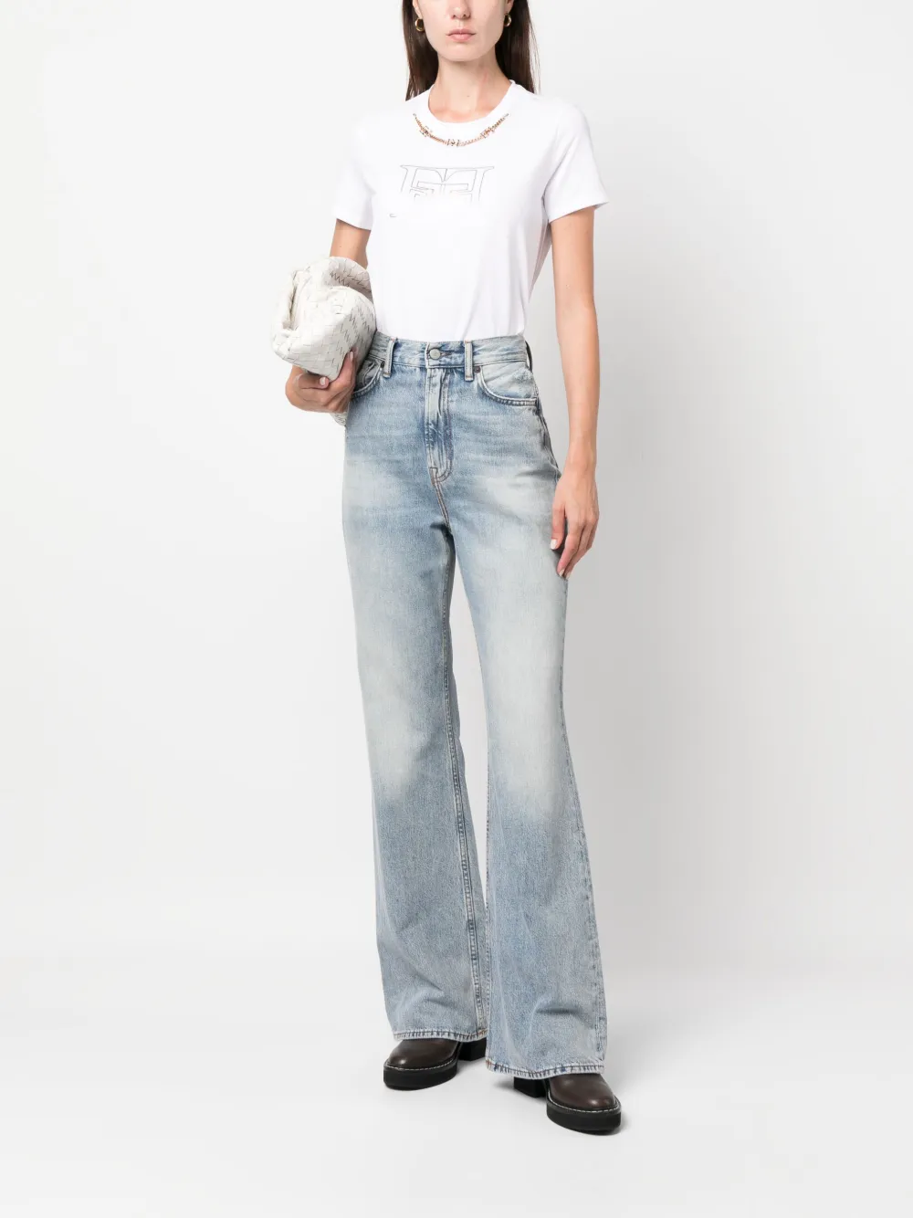 Elisabetta Franchi logo-print cotton shirt - Wit