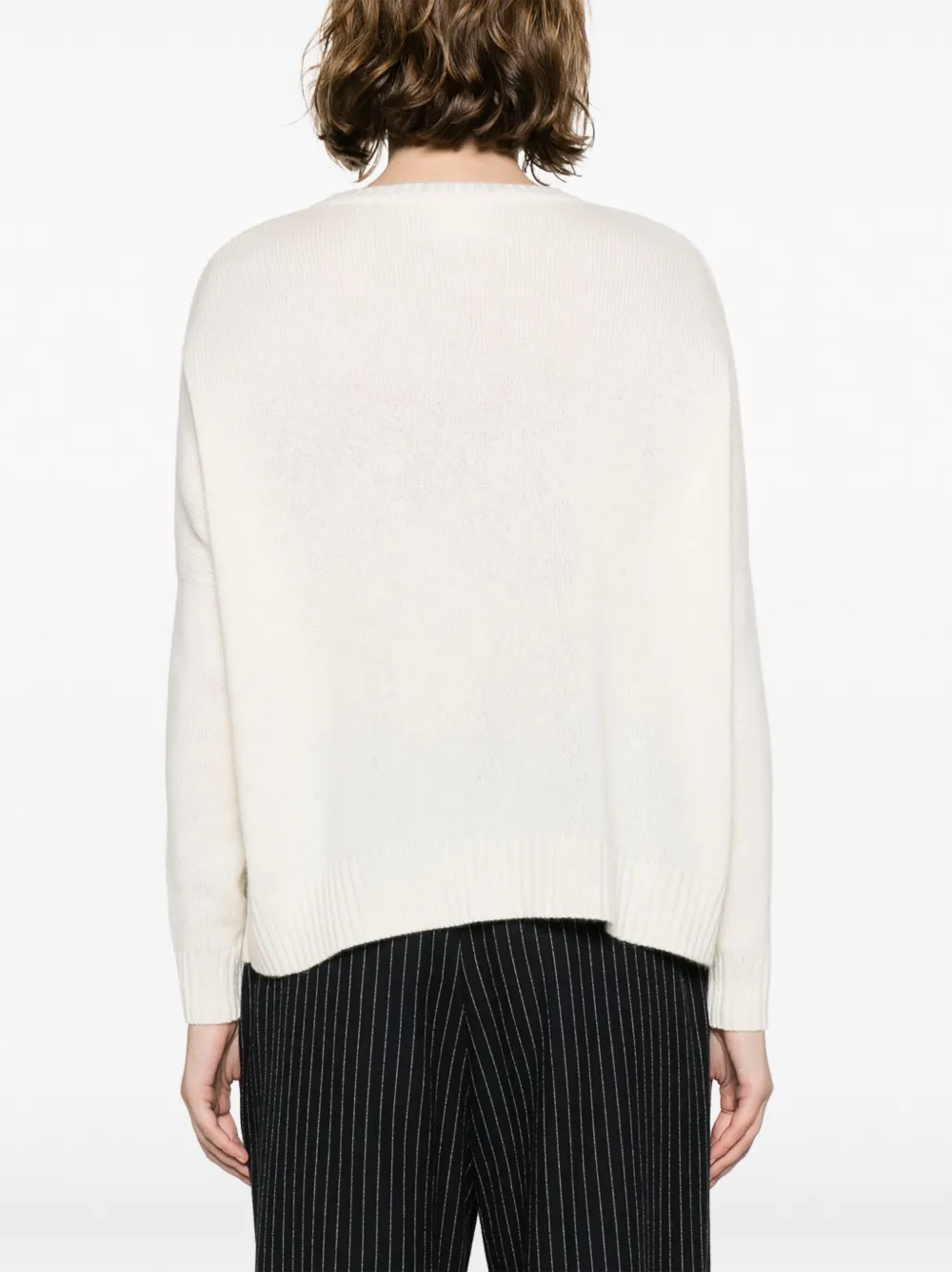 Kujten Amelie Crew-neck Cashmere Jumper In White