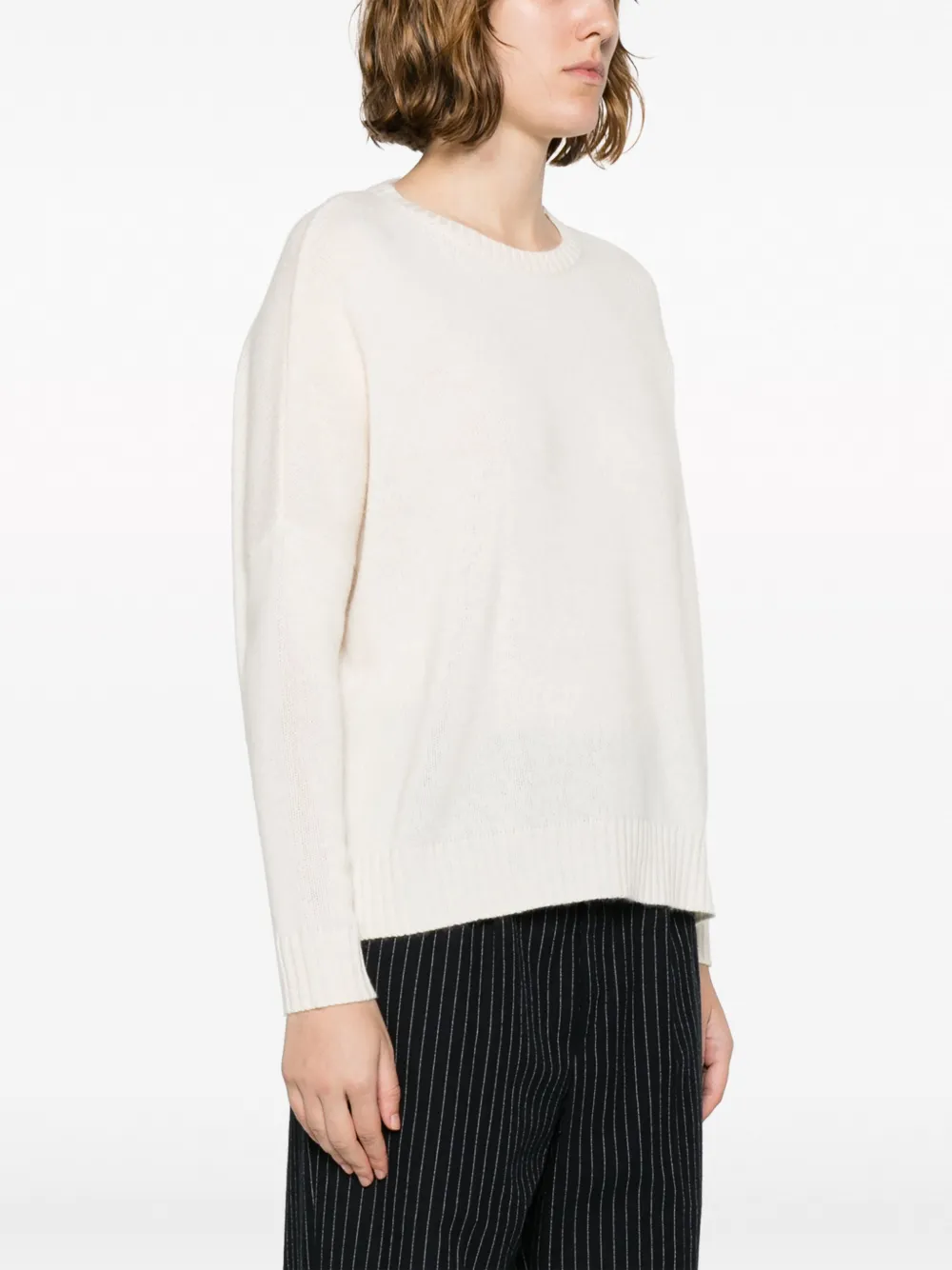 Kujten Amelie Crew-neck Cashmere Jumper In White