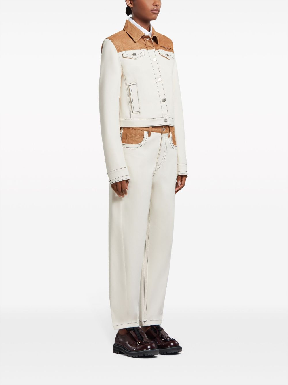 Shop Marni Logo-print Two-tone Jacket In Neutrals