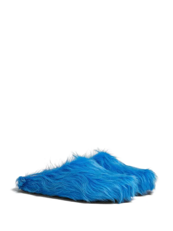 Blue discount fluffy slides