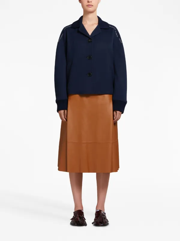 Marni デコラティブステッチ シャツジャケット | ブルー | FARFETCH JP Marni デコラティブステッチ シャツジャケット | ブルー | FARFETCH JP