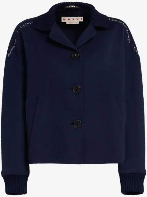 Marni decorative-stitching wool-blend shirt jacket