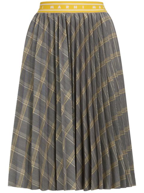 Marni checked pleated midi skirt Women