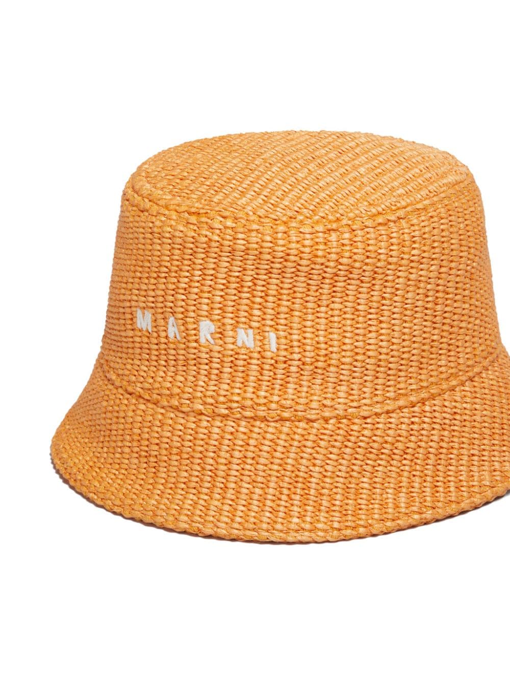 Shop Marni Logo-embroidered Bucket Hat In Orange