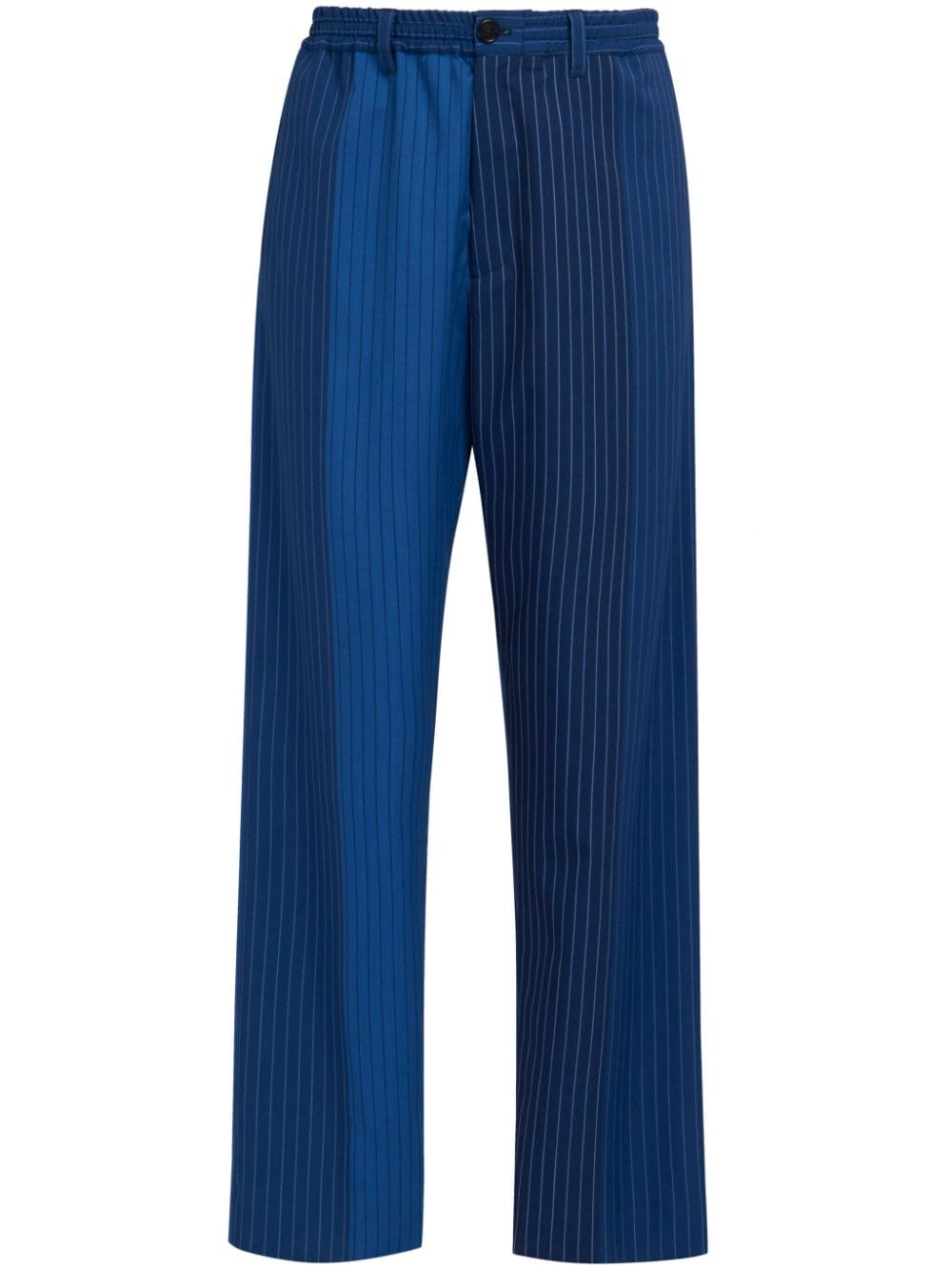 Shop Marni Colour-block Pinstripe Pattern Trousers In Blue