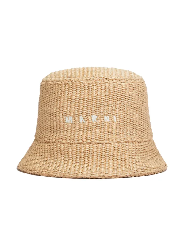 ハット Marni Raffia bucket hat with logo embroidery marni-embroidered-hat-
