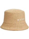 Marni logo-embroidered bucket hat - Neutrals