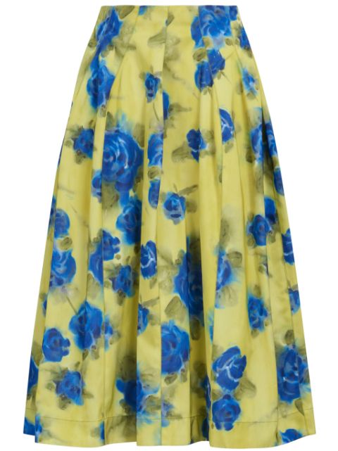 Marni rose-pattern print midi skirt Women