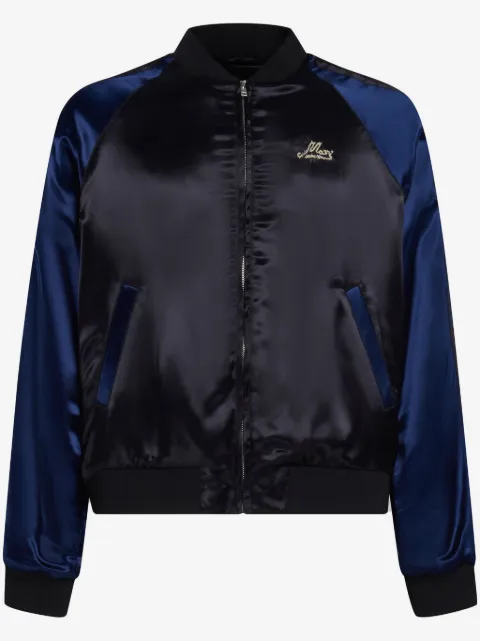Marni logo-embroidered satin bomber jacket