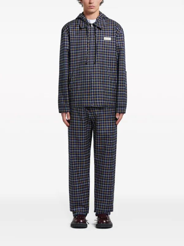 【関税込み】Marni ブラック＆ホワイト ギンガム ジャケット Marni Checked Hooded Jacket | Black | FARFETCH JO