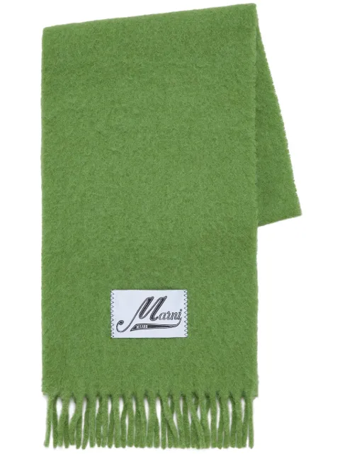 Marni logo-patch alpaca wool-blend scarf Women