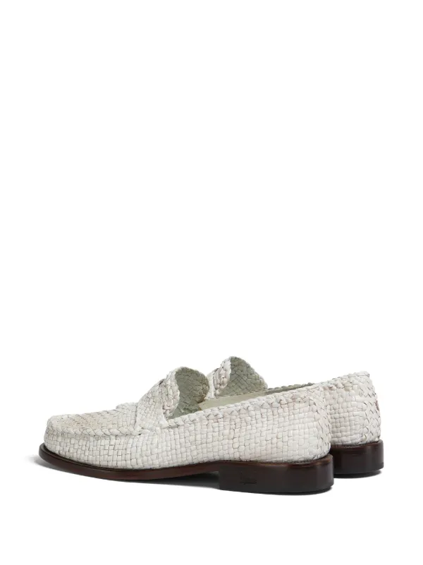 マルニ MARNI ホワイトフリンジローファー厚底 Marni interwoven-design Leather Loafers | White | FARFETCH