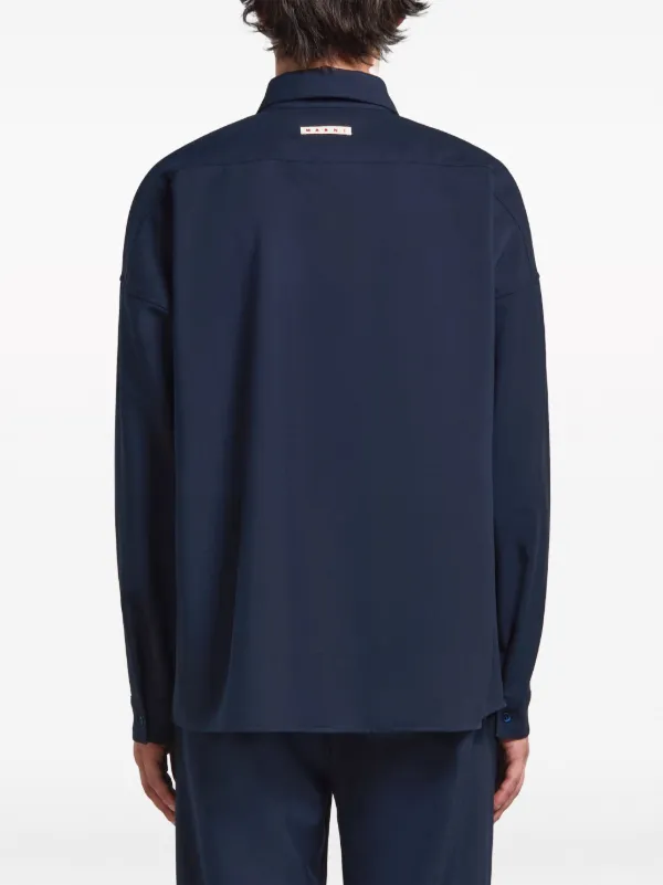 Marni ロゴ ウールシャツ | ブルー | FARFETCH JP