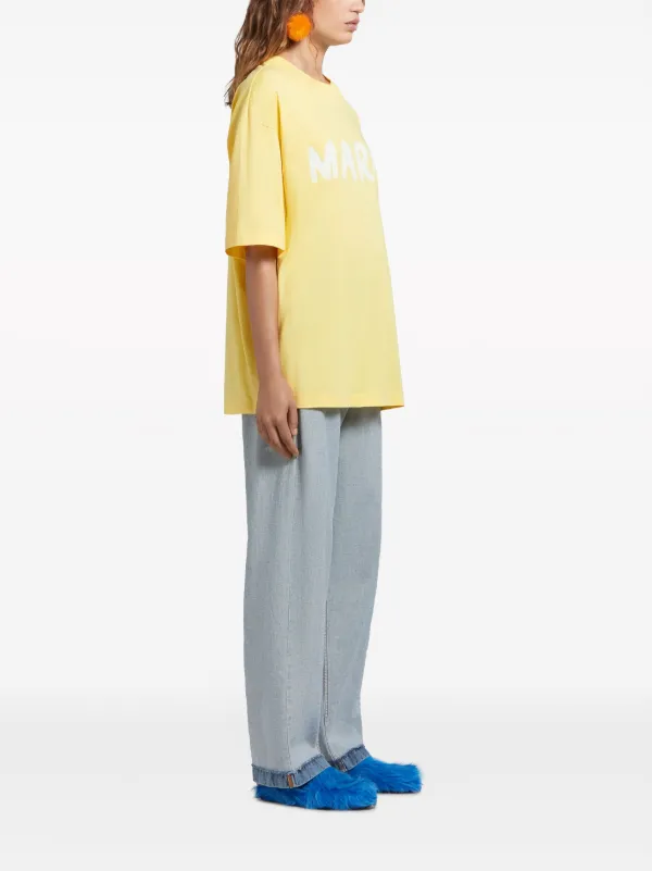 Marni logo-print Cotton T-shirt | Yellow | FARFETCH