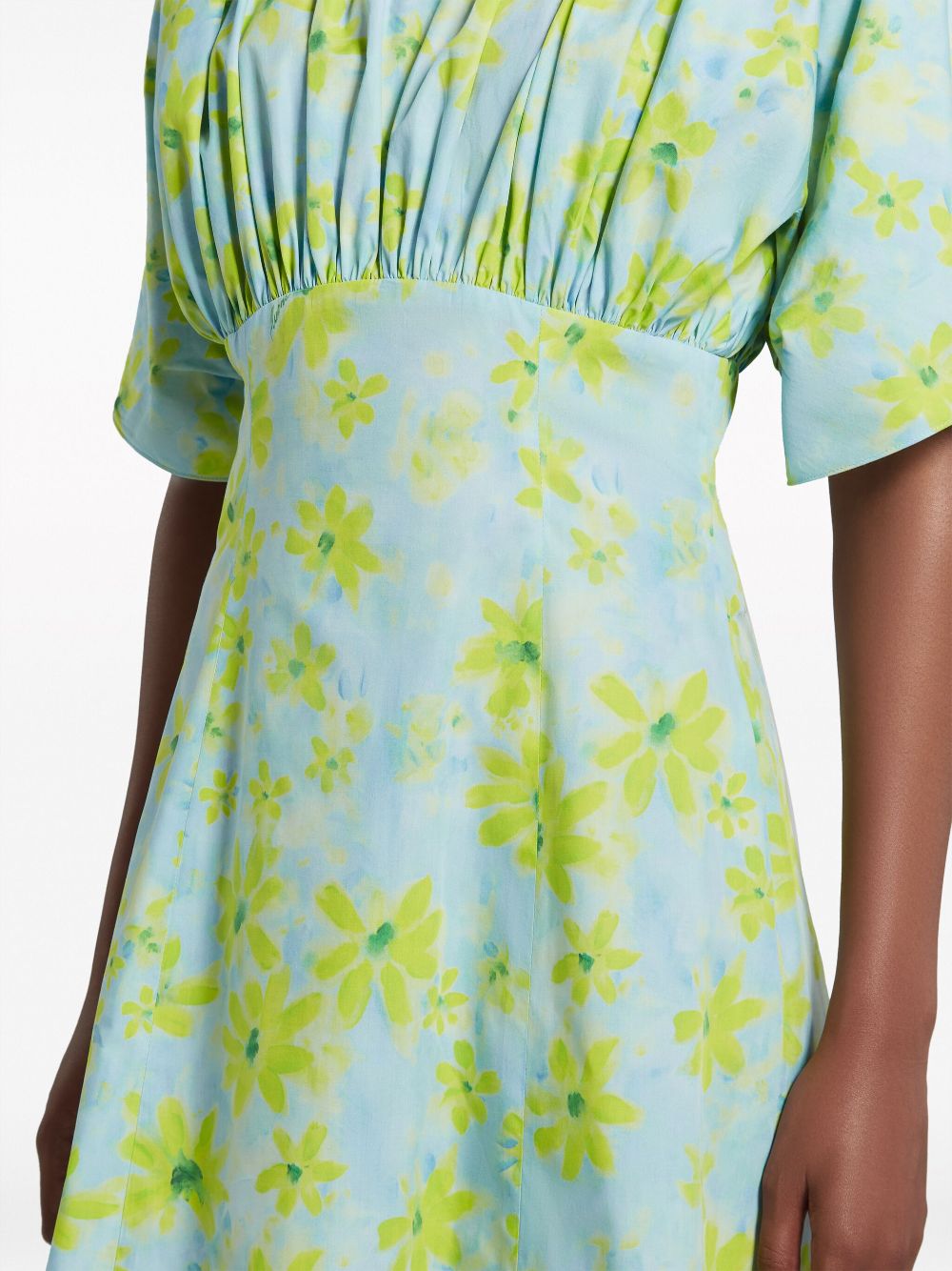 Marni gathered floral-print cotton dress Women