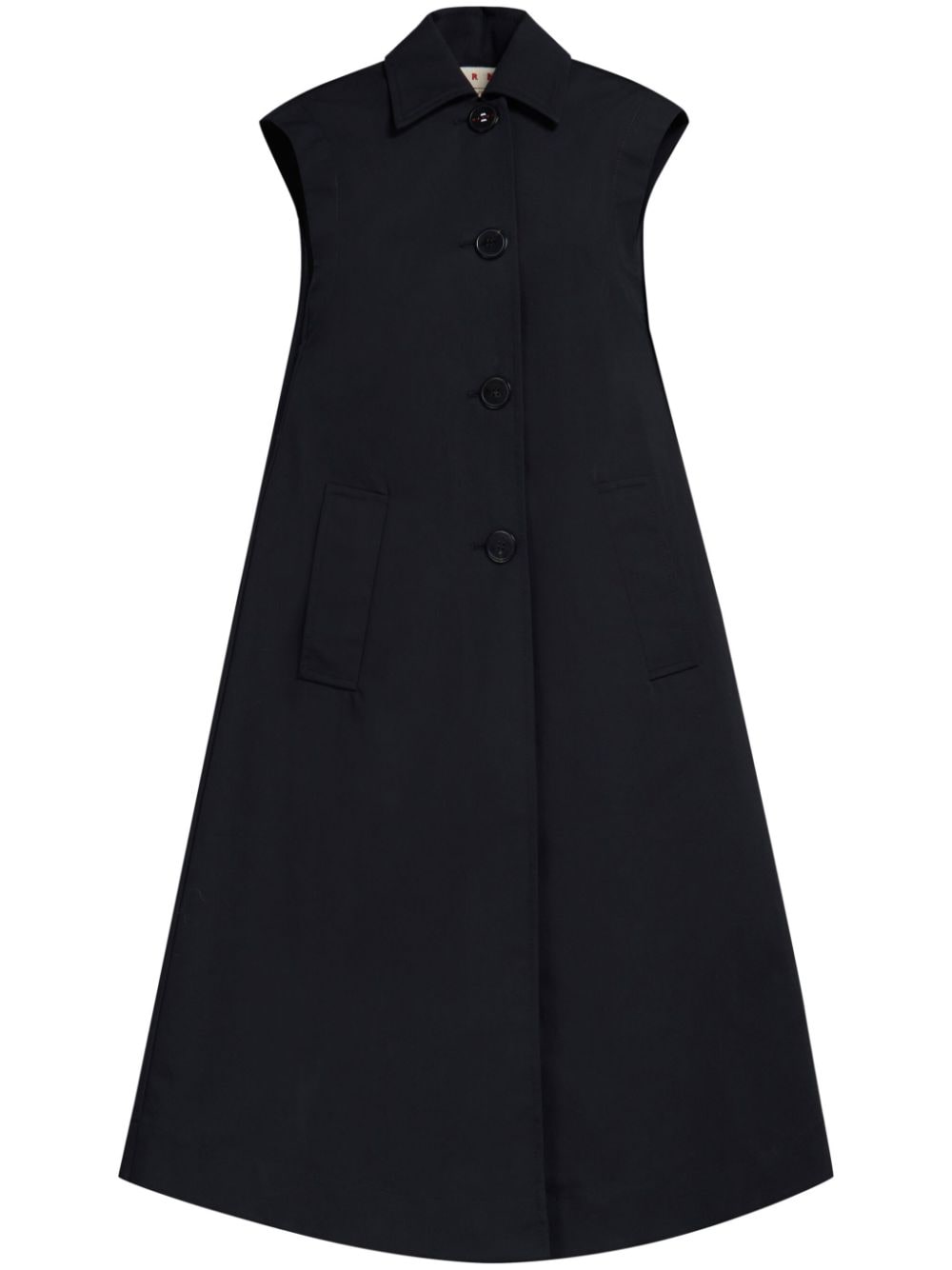 Shop Marni Double-breasted Cotton Waistcoat In 黑色