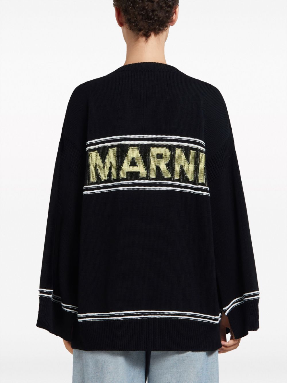 Marni intarsia-knit logo cotton cardigan Women