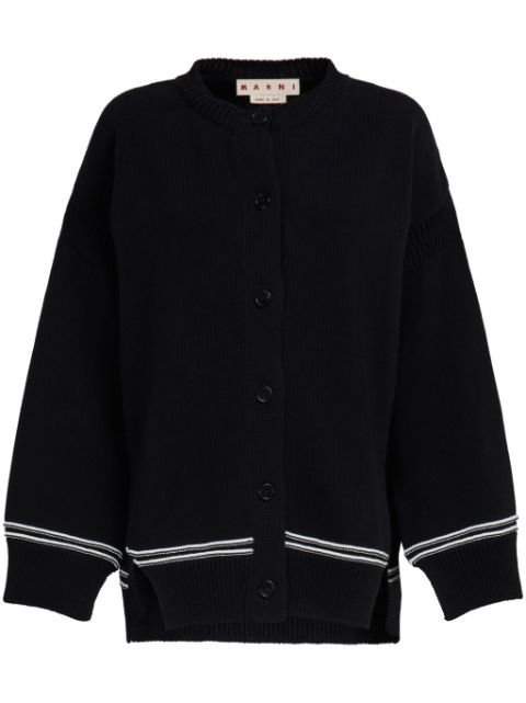 Marni intarsia-knit logo cotton cardigan Women