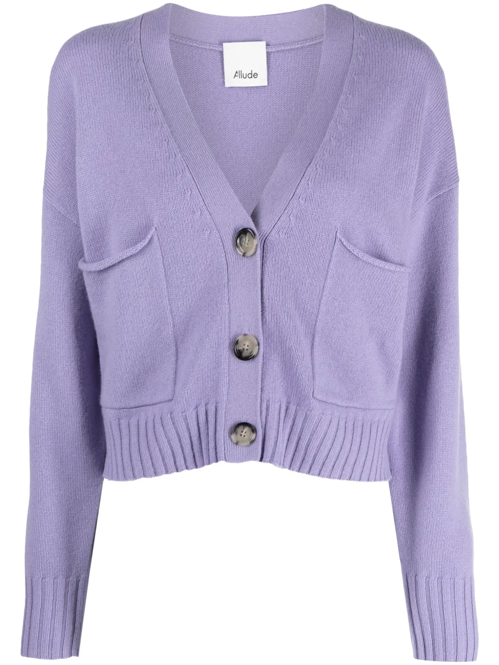 Allude Ribbed V-neck Cardigan In Purple