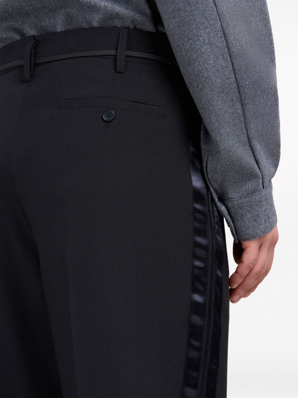Shop Marni Satin-stripe Trim Trousers In Black