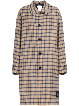 Marni Checked Reversible Long Coat | Brown | FARFETCH UK