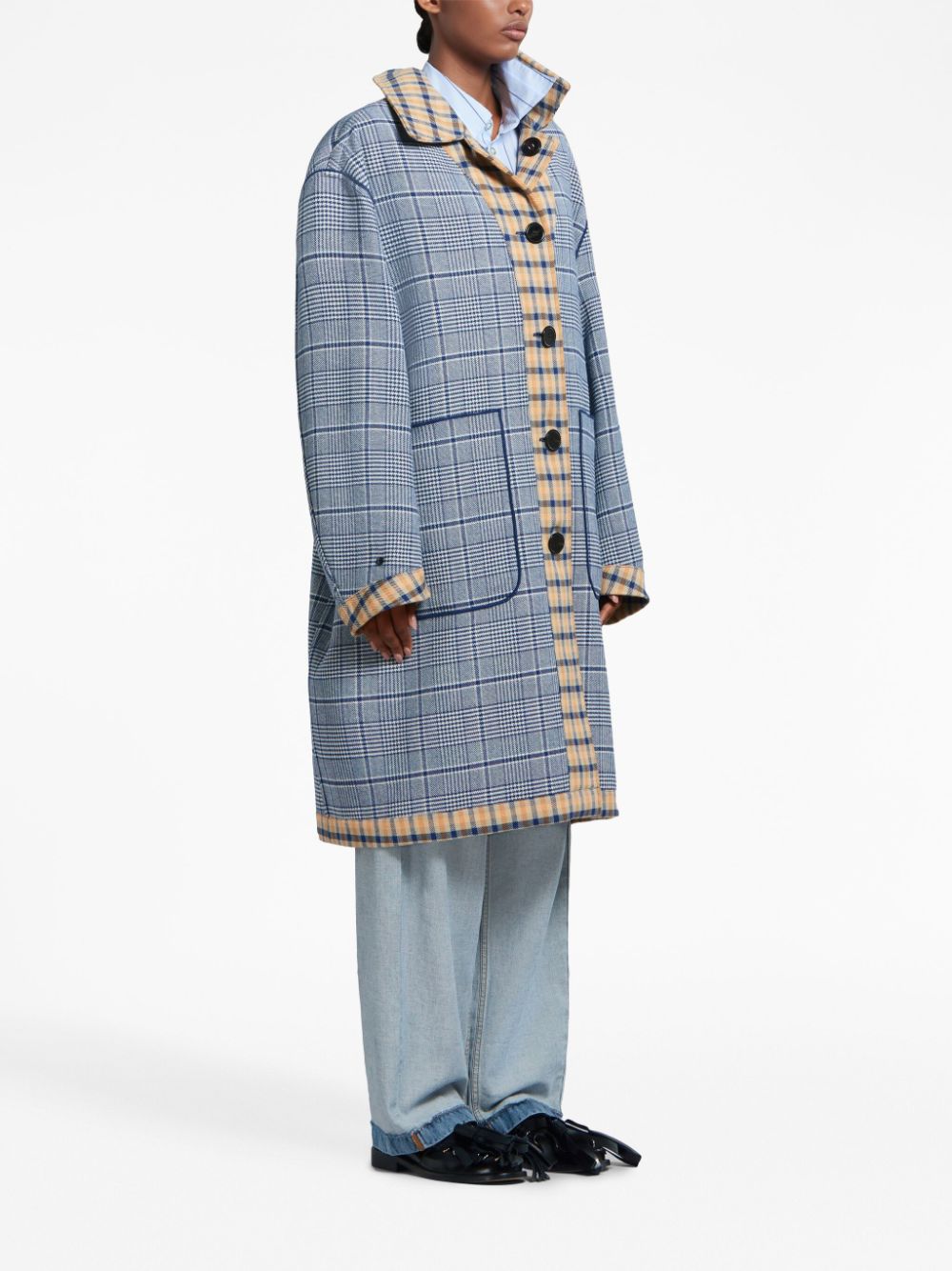 Affordable Marni checked reversible long coat Women