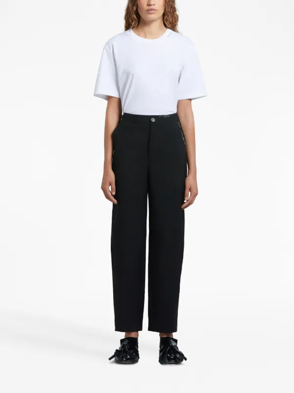 【関税込み】marni Logo embroidery pants Marni logo-mending Jeans | White | FARFETCH