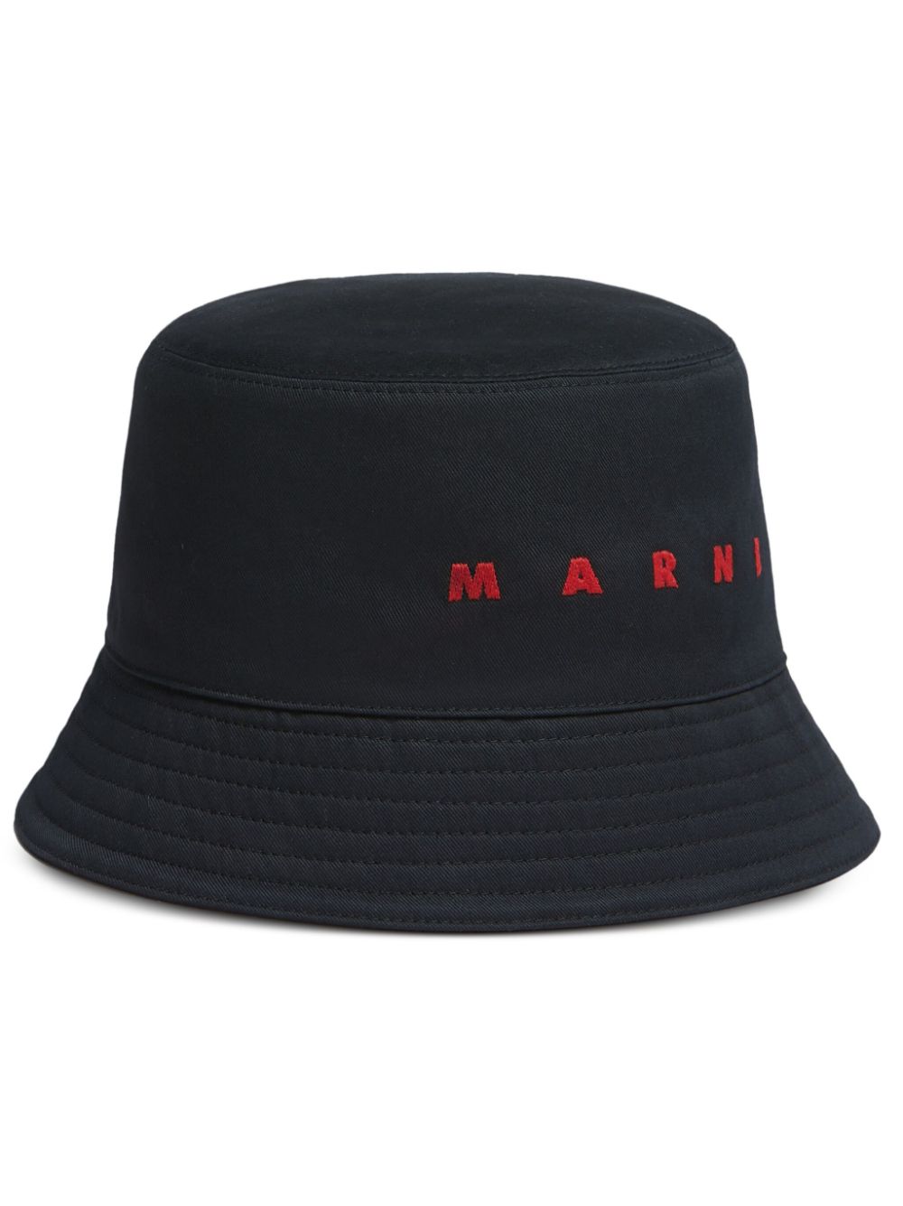Marni Logo-embroidered Bucket Hat In Black