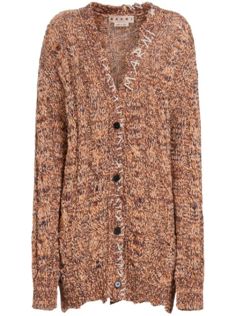 Marni decorative-stitch chunky cable-knit cardigan Women