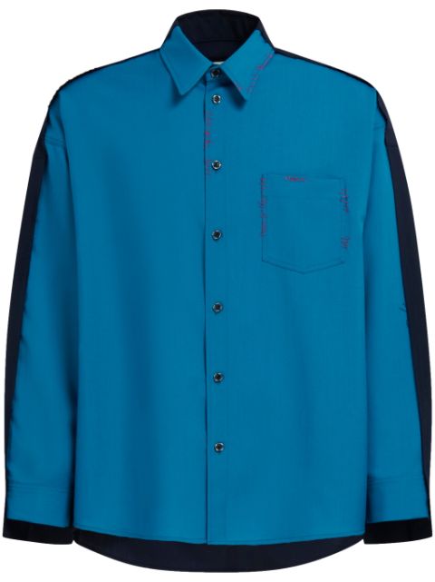 Marni colour-block virgin-wool shirt Men