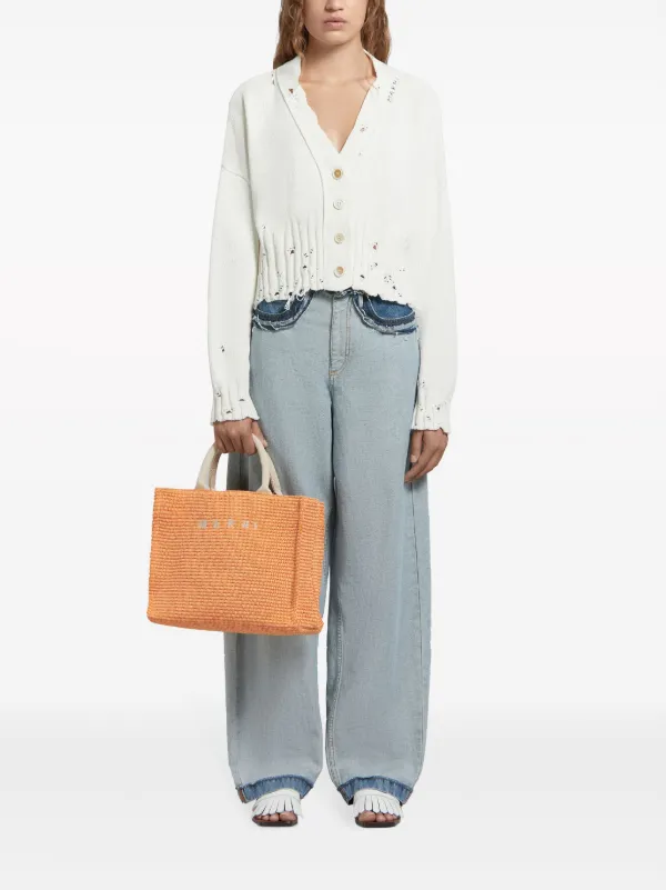 【MARNI】Small Tropical Tote Bag/追跡+関税+全国送料込み Marni Off-White & Beige Tropicalia Small Tote Marni